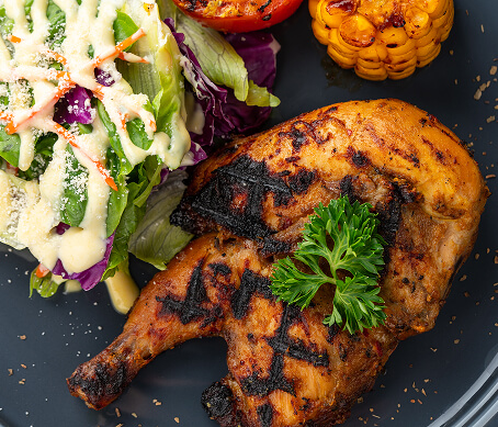 a-focus-on-quality Barbecue Quail with a Side Salad Served at Assisted Living Facility