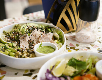 Grilled Chicken Salad Served with Avocado at Memory Care Home Grilled Chicken Salad Served with Avocado at Memory Care Home