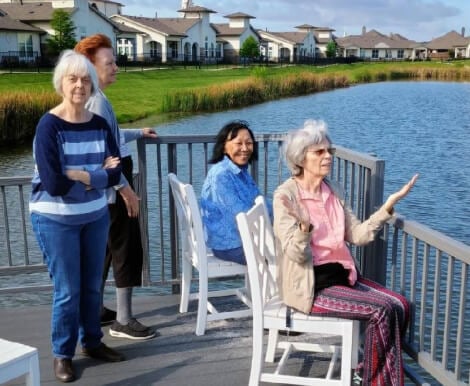 Group of Elderly Woman Outside of Assisted Living Facility Group of Elderly Woman Outside of Assisted Living Facility
